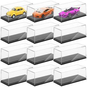 lot 19462 image: 12 PCS Clear Model Cars Display Case,Toy Car Display Organizer Storage Case Fit for 164 Car Model,Clear Acrylic Display Box with Black Base for Hot Wheels Car(4.17 x 1.81 x 1.81 in)