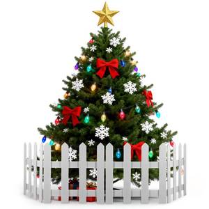 lot 19490 image: OUNONA 1. 2M Christmas Tree Fence Wooden Picket Panels for Christmas Tree Outdoor Decorations Garden Border Landscape Edging Miniature Fence for Holiday and Wedding Party