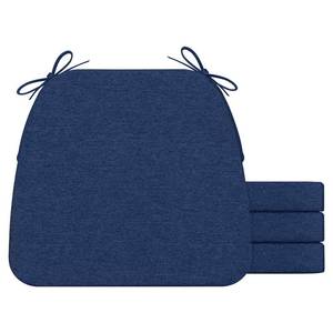 lot 19523 image: AAAAAcessories D-Shaped Chair Cushions, 2 Thick Dining Chair Pads with Ties and Removable, Machine-Washable Cover, 17in x 16in, Set of 4, Bluein