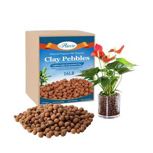 lot 19529 image: Riare 16 LBS Organic Expanded Clay Pebbles - 4mm-16mm Natural Leca Balls Lightweight Hydroponic Clay Pebbles Aggregate for Indoor Plants, Hydroponic Growing, Plants Drainage, Aquaponics