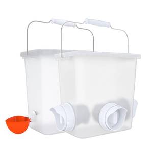 lot 19534 image: Automatic Chicken Feeder and Waterer Set Chicken Feed Bucket with 3 Feeders Ports Poultry Waterer Water Cups