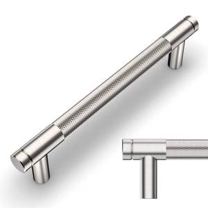 lot 19548 image: Amerdeco 10 Pack Brushed Satin Nickel Knurled Cabinet Pulls 5 Inch Center to Center Kitchen Cabinet Handles for Drawer Dresser, Cupboard and Wardrobe ZH0031