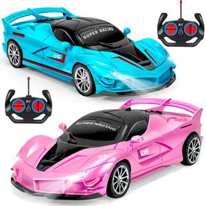 lot 19554 image: Ynybusi 2 Pack Pink Blue Remote Control Car Toys for Kids Boys Girls, Rc Cars Toy Vehicle with Headlight and Controller, Rc Racing Car for Boys Girls Age 3 4 5 6 7 8 Birthday (BluePink)