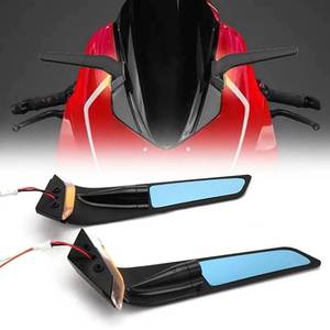 lot 19577 image: Motorcycle CNC Side Mirrors with LED Light Fits for Ducati Panigale V4 V4S V4R 2019-2024 PANIGALE V2 2020-2024 Anti-glare Blue Lenses Adjustable Wind Wing Rearview Mirrors Turn Signal Mirrors