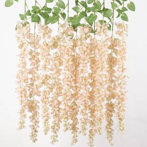 lot 19585 image: mizii 6Pcs Beige Wisteria Hanging Flowers 48 Silk Wisteria Artificial Flowers Garland Vines Fake Hanging Flowers Decoration for Wedding Flower Wall Backdrop Centerpieces Party Room Decor (Beige)in