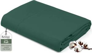 lot 20238 image: Royale Linens 100percent Organic Cotton Full Flat Sheet Only - Super Soft - Percale Top Sheets - Full Flat Sheet Sold Separately - Breathable, Cool and Crisp Sheets Only (81 x 96in, Hunter Green)in