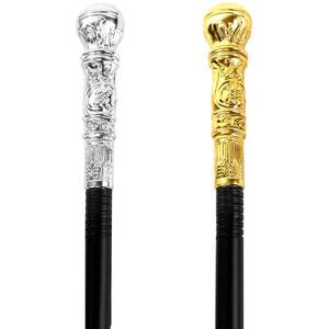 lot 20285 image: Lucleag 2PCS Gold Walking Cane and Silver Walking Cane, Halloween Theme Party Supplies, Halloween King Cosplay Prop Costume Accessories, Halloween Prop Stick Pimp Canes Accessories for Adults