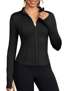 lot 20290 image: Bosmeer Lightweight Workout Jackets for Woman Zip Slim Fit Athletic Tops with Thumb Holes Crooped Gym Set Clothes for Woman (SMALL)