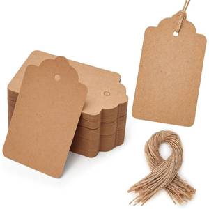 lot 20309 image: SallyFashion 100pcs Gift Tags with String Attached, 1.7 x 2.8 inch Kraft Paper Hang Tags for Clothes DIY Crafts Wedding Holiday (Brown) (Approx. 50)