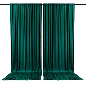 lot 20316 image: 2 Panels Deep Green Backdrop Curtain, 10 x 7 Feet Background Curtains for Parties, Weddings, Baby Showers, Bachelorette Halloween, Christmas Birthday Party Photoshoot Backdrop Curtains Decorations
