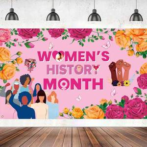 lot 20323 image: Womens History Month Decorations, 71x43inch Womens History Month Banner Backdrop, Womens Day Decor for Classroom Office Party Supplies