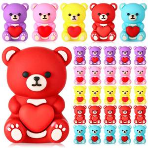 lot 20326 image: Gerrii 50 Pcs Mini Teddy Bears Bulk Small Miniature Figurines Rubber Mini Bears Tiny Little Heart for Home Desktop Landscape Counting Manipulatives Valentines Day (Colorful)