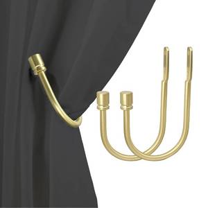 lot 20331 image: Arnorx 2 PCS Curtain Holdbacks, Metal Decorative Curtain Tiebacks with End Cap Finials, Wall Mounted Window Drapery Holdback Hooks for Living Room, Bedroom and More, Brushed Brass