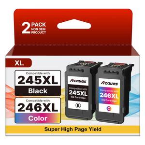 lot 20332 image: 246XL 245XL Ink Cartridge Replacement for Canon 245XL 246XL Combo Pack Compatible for Canon Ink 245 and 246 Work for Pixma TS202 TS3122 TR4520 TR4522 iP2820 MX490 MX492 MG2522 MG2420 MG2920, 2 Pack