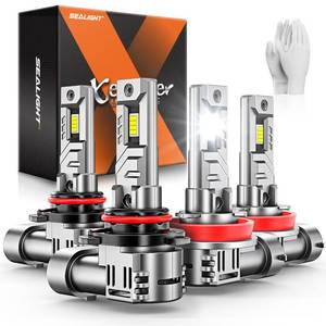 lot 20334 image: SEALIGHT 9005 H11 Bulbs, 96,000LM 900percent Brightness HB3 H8H9 Light Bulbs, 6500K Cool White Bulbs with 15000RPM Fan, Plug and Play ATVUTV, 10-Year Extended Lifespan IP68 Waterproof, Pack of 4
