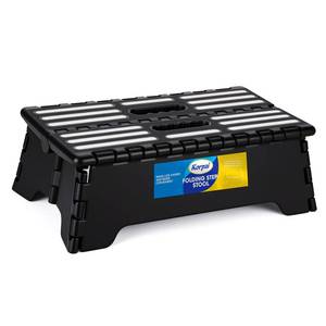lot 20364 image: Korpai 5 Folding Step Stool for Adults and Kids 15-Inch Extra Wide Stool Holds Up to 300 lbs,Non-Slip Folding Stools with Handle,Compact Plastic Foldable Step Stool for Bathroom,Kitchen,ect, Blackin