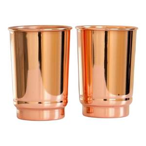 lot 20371 image: 2activelife Set of 2 Copper Tumbler  350 ml  11.8 Oz 100percent Pure Copper Plain Glasses  Ayurvedic Health Benefits Medicine Cups  Drinking Water Tumblers 2 Pieces  Unlined Uncoated Lacquer Free