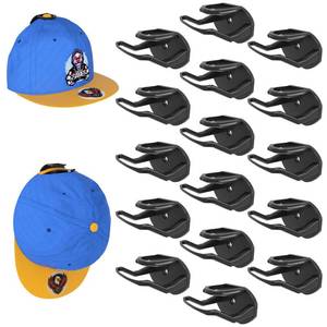 lot 20373 image: Niunuerga 16 Pack Adhesive Hat Hooks for Wall, Strong Hat Rack for Baseball Caps, Hat Organizer Display for Home Decor, Hat Hold Hanger for Wall, Door, Closet, No Drilling - USA Patented (Black)
