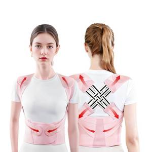 lot 20396 image: Back Brace Posture Corrector for Women, Adjustable Back Straightener for Posture Correction Pink, Neck Shoulder Lumbar Upper Lower Back Pain Relief - Scoliosis, Hunchback, Spine Corrector Adjustable Support Brace, Size L