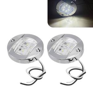lot 20398 image: Zikefest 2PCS LED Marine Boat Courtesy Lights, 3 Inch Stainless Steel Round Interior Light, 12V IP67 Waterproof Boat Navigation Lamps, Deck Lamps (White)
