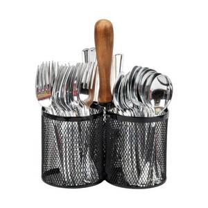 lot 5909 image: Mind Reader Utensil Holder  Silverware Organizer  Caddy  Metal  7.5 L x 7.5 W x 9.75 Height  Black