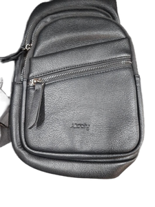 lot 5915 image: All Daily. Black Leather Cross Body Bag with Multiple Compartments