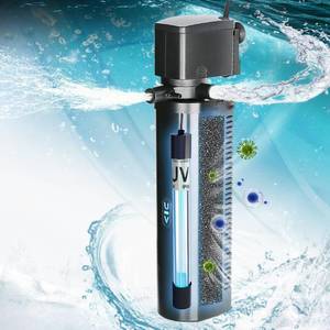 lot 5917 image: Aquarium Filter for 75-200 Gallon Tank, U-V Fish Tank Green Clean Machine Submersible Powerful Pump Canister Filter 300GPH for Pond Turtle Tank Saltwater Freshwater Crystal Clear Green Killing