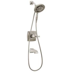 lot 5920 image: Delta Vesna 14 Series Brushed Nickel Bathtub Shower Faucet Set with In2ition 2-in-1 Dual Shower Head with Handheld Spray Combo, Valve Trim Kit, SpotShield Brushed Nickel 144789-SP-I (Valve Included) incomplete