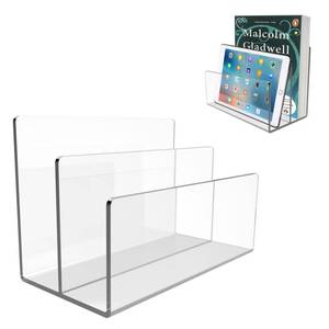 lot 5928 image: Boloyo Acrylic File Holder,1PC 2 Sections Clear File Organizer Mail Letter Sorter Desktop Folder Holder for Home Office School Envelope Bill Filling Paper Document