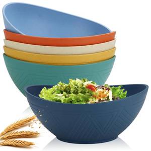 lot 5929 image: Homienly 60oz Wheat Straw Bowls Set of 6 Salad Bowls Large Popcorn Bowl Unbreakable Serving Bowls Microwave and Dishwasher Safe Bowl Set Centerpiece Bowls for Kitchen, Party, Decor, Camping (Multi)