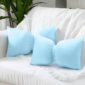 lot 5931 image: Beeveer Blue 2 Pcs Bow Pillow 12 x 18 Inch Coquette Throw Pillows Large Bow Shaped Velvet Cushion Coquette Decorative for Girls Room Bed Sofa Couch Car Decorations