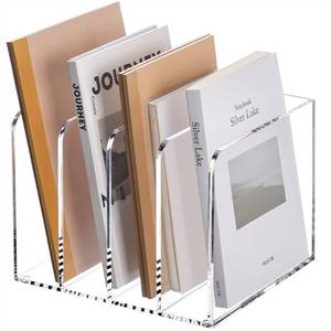 lot 5933 image: YUXUN Acrylic Magazine Holder,Clear Desk Organizer File Sorter for Notebook,Paper,Envelope,Magazine, Book Storage-OfficeHomeClassroom Organization(4 Compartments,B5)
