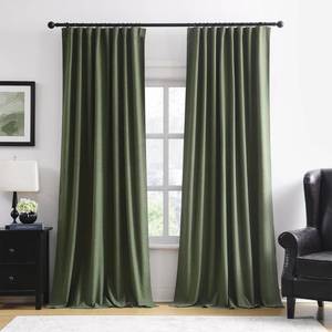 lot 5937 image: RAIN CITY Extra Wide Linen Blackout Curtains and Drapes with Hooks 70 in Width for 60and72 Inch Window 2 Panels,Back Tab Pleated Curtains for Track System Sliding Glass Door 70x108,Loden Olive Green