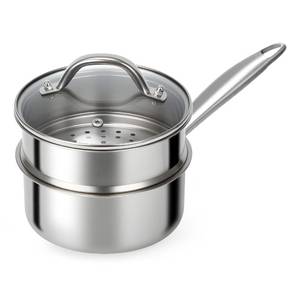 lot 5938 image: Ohtomber Stainless Steel Sauce Pan - Tri-Ply 1.5 Quarts Steamer for Cooking, Small Cooking Pot with Steamer Basket, Sauce Pan with Lid, Non Stick Saucepan, Induction Steam Pot for Vegetable, Oatmeal