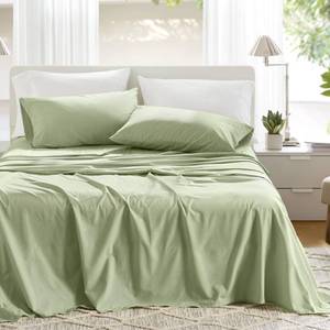 lot 5948 image: Comfort Spaces 100percent Cotton Sheets Twin, Breathable and Soft Cotton Sheets, Naturally Cool Cotton Bed Sheets with 12 Elastic Pocket Fits up to 14in Mattress, All Seasons Sheet Set, Sage Green 3 Piecein
