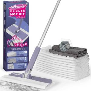 lot 6231 image: Disposable Sweeper Dust Mop, No-Touch Attach and Remove Cloth Instantly, Compatible with Swiffer Pads, Clamp Clip Mop for Kitchen House, Dorm, Classroom Wood Hardwood Floor Wall Cleaning(50ftft)