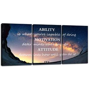 lot 6235 image: Motivational Quotes Canvas Wall Art Inspirational Ability Motivation Attitude Saying Words Posters Prints Entrepreneur Quote Home Office Bedroom Decor 3 Panels Ready to Hang - 36 W x 16in Hin