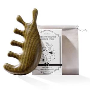 lot 6243 image: Cryslora Multi-Functional Gua Sha Tool for Face and Body, Green Sandalwood Scalp Massager Hair Growth, Lymphatic Drainage, Head Massage Comb, Guasha Tool for Stress Relief and Face Lifting