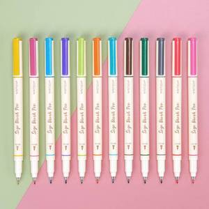 lot 6253 image: WRITECH Brush Tip Marker Pens Artist Markers Flexible Tip Water Based 12ct Assorted Colors for Journaling Adult Coloring Hand Lettering Calligraphy Drawing Vibrant Colored