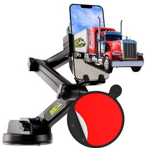 lot 6282 image: Cell Phone Mount for Truck Phone Holder for Truck Drivers - Heavy Duty Suction Cup  Dashboard Pad, iPhone Holder for Dashboard Window 16.9 inch Long, for iPhone and Samsung, Big Rig Trucker, Black