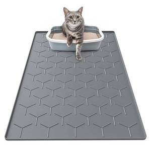 lot 6286 image: Garoopion Cat Litter Box Mat, Large 34 X 22in Cat Litter Mat, Waterproof Silicone Pad for Floor, Dark Grayin