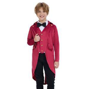 lot 6287 image: KDAFJLKD Steampunk Coat Tailcoat,Medieval Clothing Costume,Halloween Renaissance Vampire Costumes(Red, 150 (11-12 Years))
