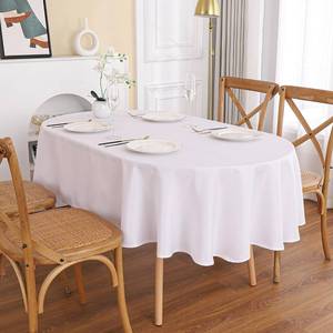 lot 6301 image: Viiamacki White Oval Tablecloth, 60 x 120 Inch, Stain and Wrinkle Resistant Machine Washable Polyester Table Cloth, Fabric Table Cover for Dining Buffet Party and Outdoor Table