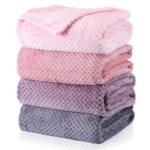 lot 6302 image: Newwiee 4 Pcs Flanne Fleece Throw Blanket for Bed Couch Large 3D Waffle Textured Soft Blanket Winter Warm Lightweight No Shedding No Pilling Decorative Throw, 50x60 Inch(Gradient Purple)