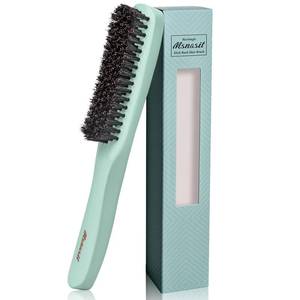 lot 6319 image: Slick Back Hair Brush, Professional Edge Control Brush, Middle Softness Boar Bristle Wooden Handle Hairbrush Smoothing Frizz and Flyaways, Natural Wood Comb for Thin and Fine Hair (Green) Used