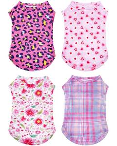 lot 6323 image: PET SHOW 4 Pack Paw Bone Printed Dog Clothes Shirts Soft Vest Lightweight Sleeveless Cats Doggies T-Shirts Puppies Tank Top Tee for Small Medium Dogs White Black Pink Blue (Medium, Pink for Girls)