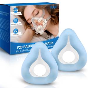 lot 6334 image: 2PCs Replacement F20-Style Fabric Mask (Medium) - No Silicone Contact, CPAP Full Face Cushion Wrapped by Cooling Fabric for Airfit F20 and Airtouch F20, No Stuffiness Even in Hot Weather (Blue-M)