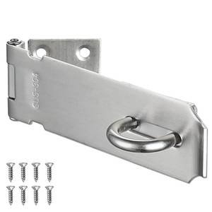 lot 6335 image: JQK Door Hasp Latch Lock, 5 Inch 304 Stainless Steel Safety Packlock Clasp Thickness 1.9 mm, Brushed Steel, DL130-BN