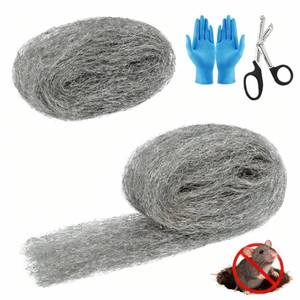 lot 6345 image: A2 Pack Steel Wool Mice Control, 421� Mouse Traps Fill Fabric DIY Kit, Hardware Cloth Gap Blocker Mouse Rat Rodent Control for Holes, Wall Cracks, Vents(2 Rolls)in