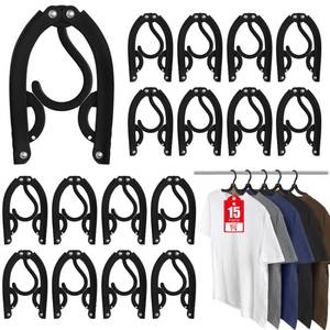 lot 6352 image: 15 Pcs Travel Hangers Portable Foldable Travel Hanger Organizer, Plastic Cruise Ship Accessories Essentials Clothes Hanging Rack Folding Hangers for Traveling Camping Flying RV Europe Suitcase, Black